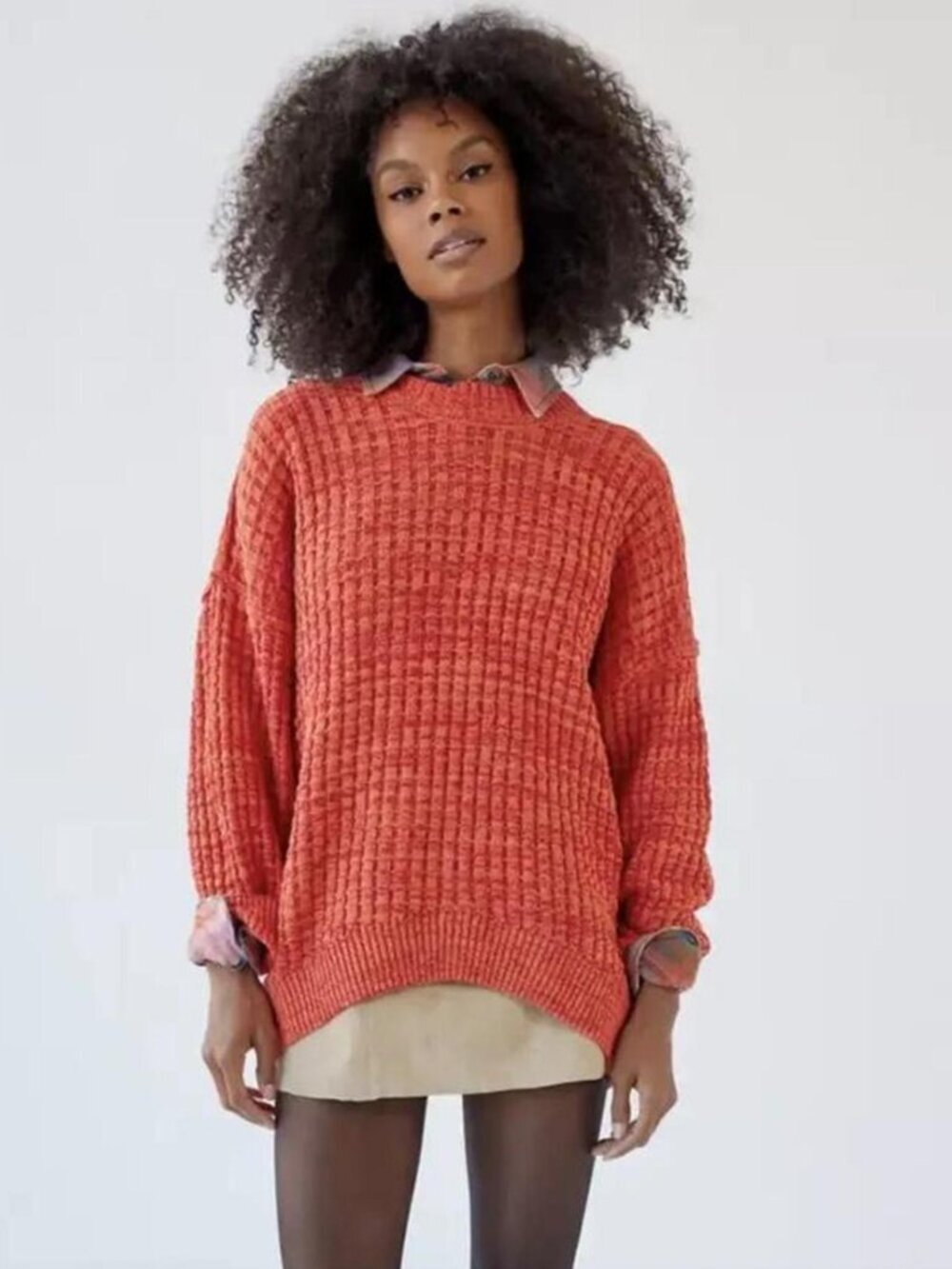 Urban Outfitters BDG Vibrant Burnt Orange Chunky Knit Oversized Sweater Small